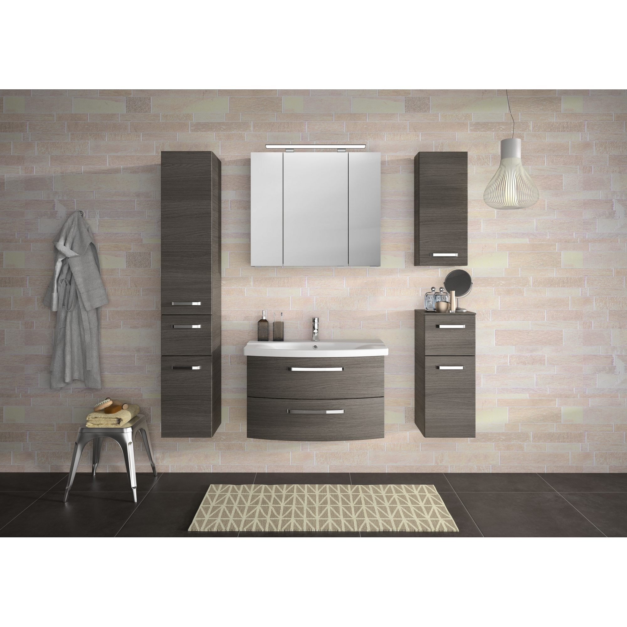 Hochschrank 'Bahamas' dunkelgrau foliert 30 x 168 x 33 cm