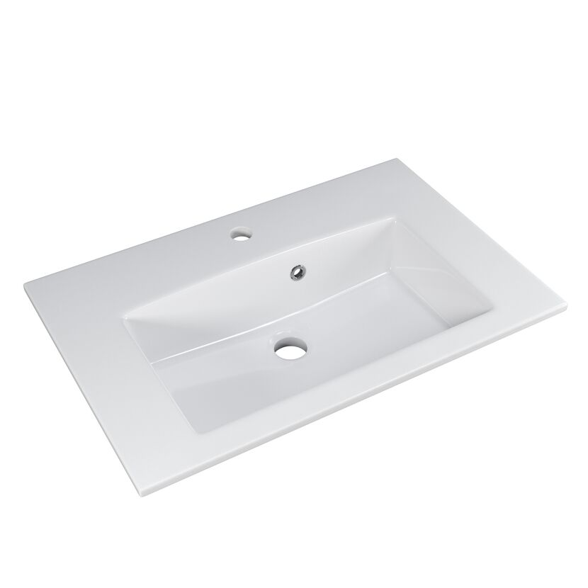 Weißes Waschbecken von oben.