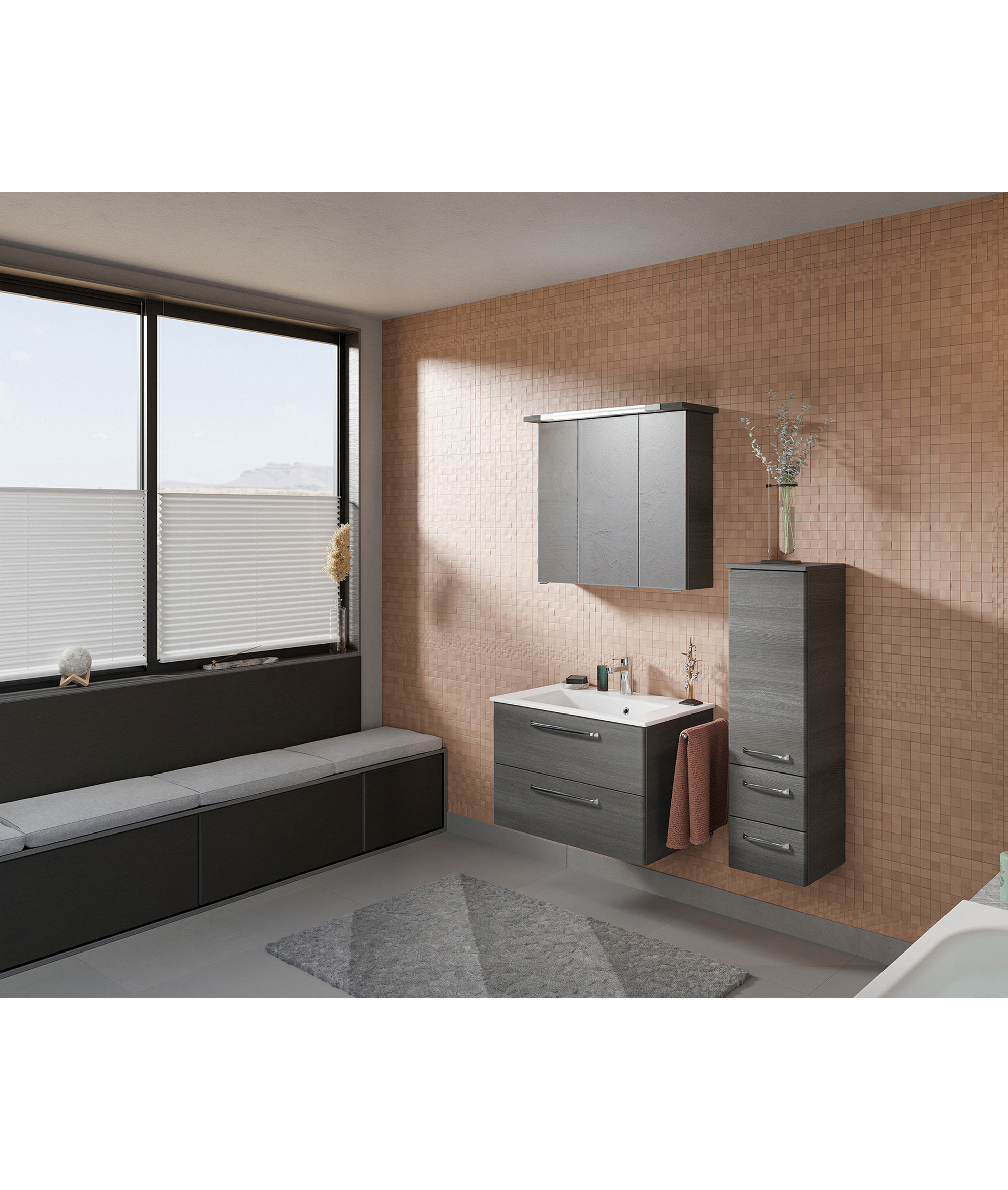 Unterschrank 'Primo' dunkelgrau foliert 30 x 90,5 x 33 cm