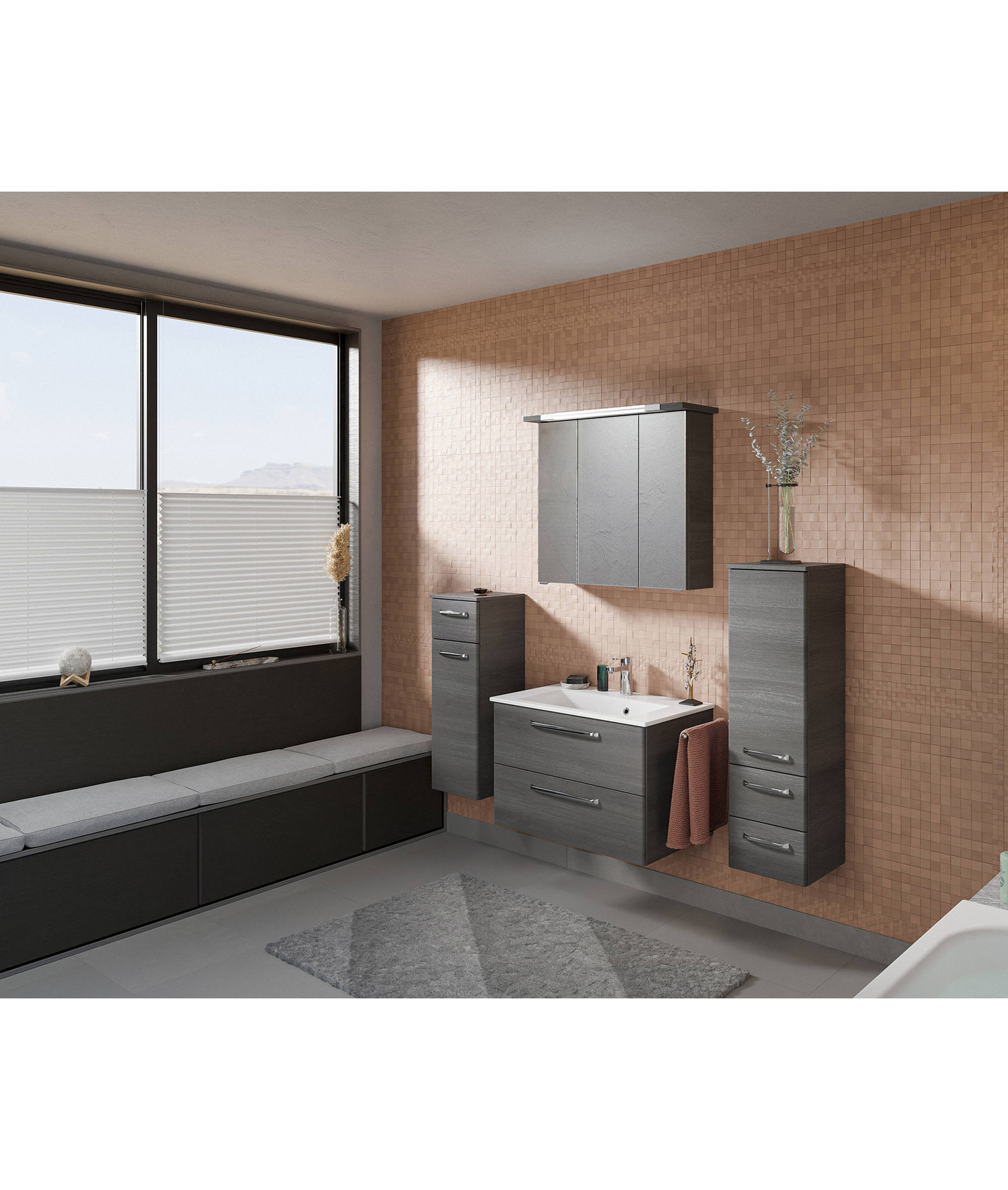 Unterschrank 'Primo' dunkelgrau foliert 30 x 90,5 x 33 cm