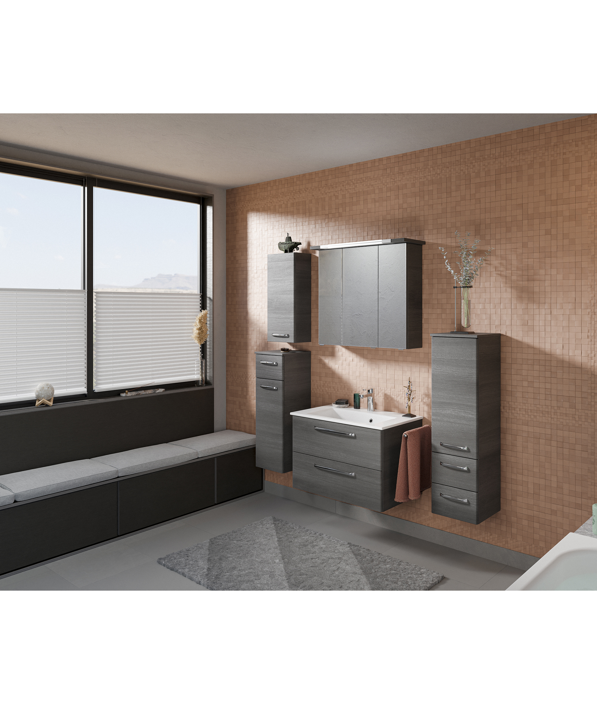 Hängeschrank 'Primo' dunkelgrau foliert 30 x 70 x 20 cm