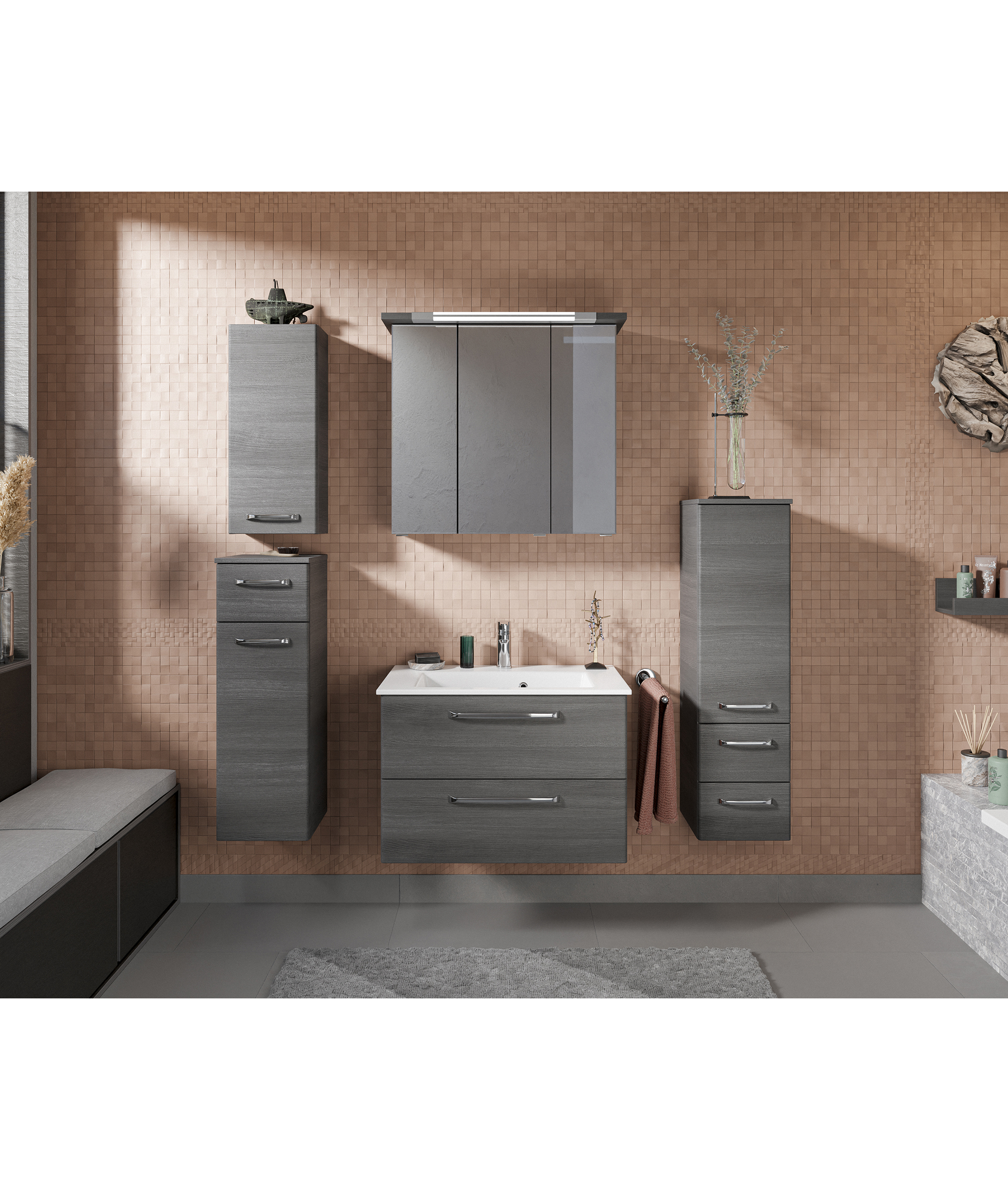 Hängeschrank 'Primo' dunkelgrau foliert 30 x 70 x 20 cm