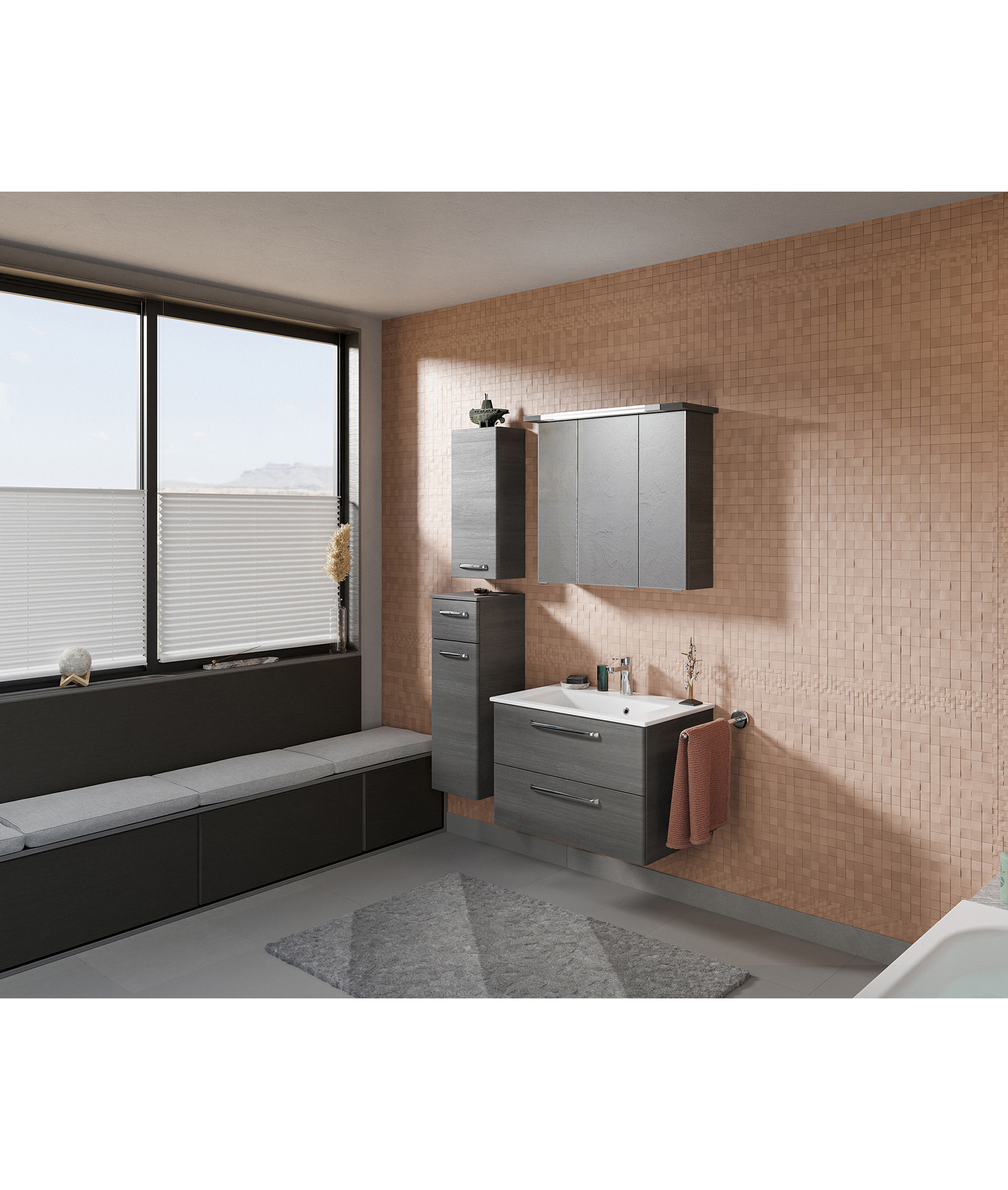 Hängeschrank 'Primo' dunkelgrau foliert 30 x 70 x 20 cm