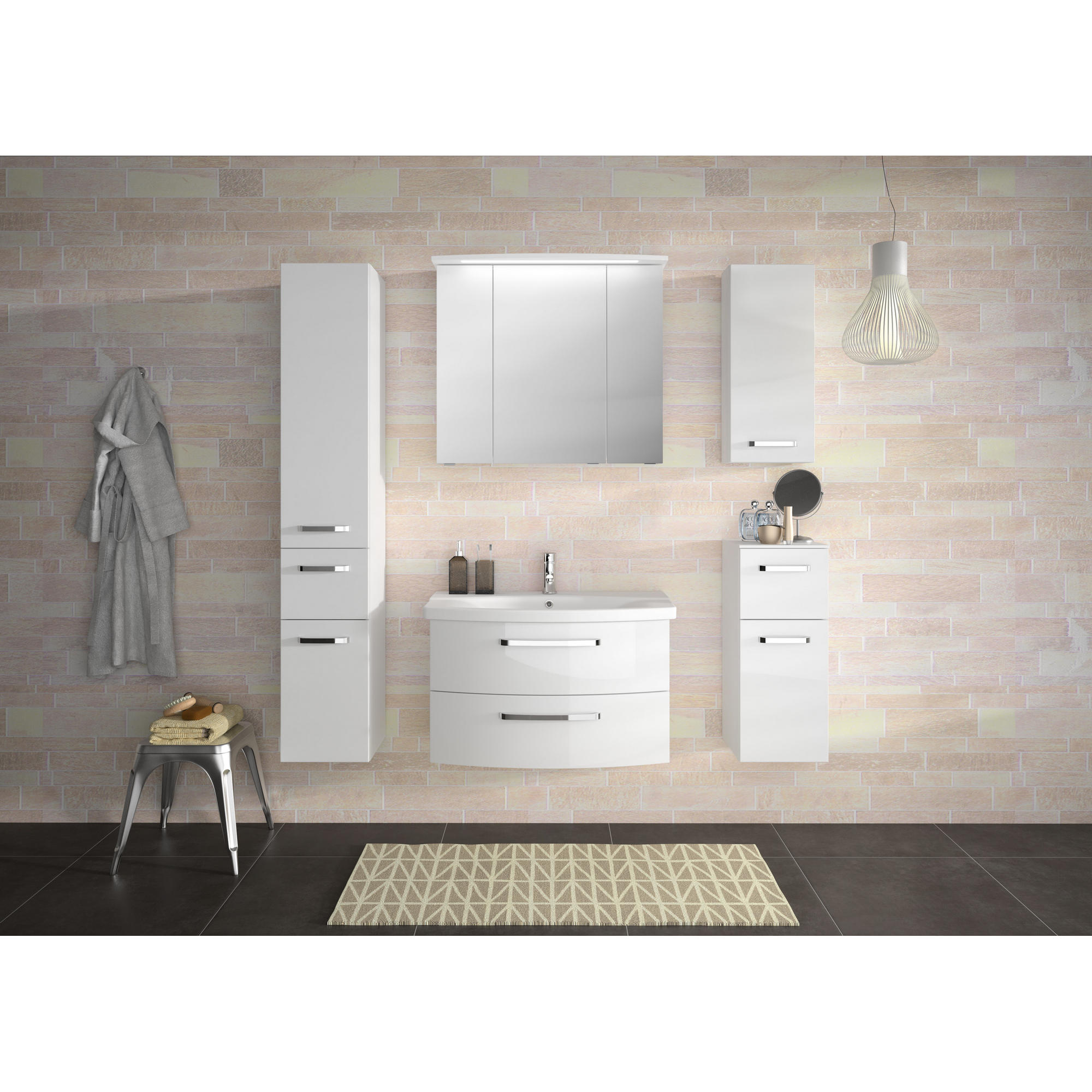 Hochschrank 'Bahamas' weiß foliert 30 x 168 x 33 cm