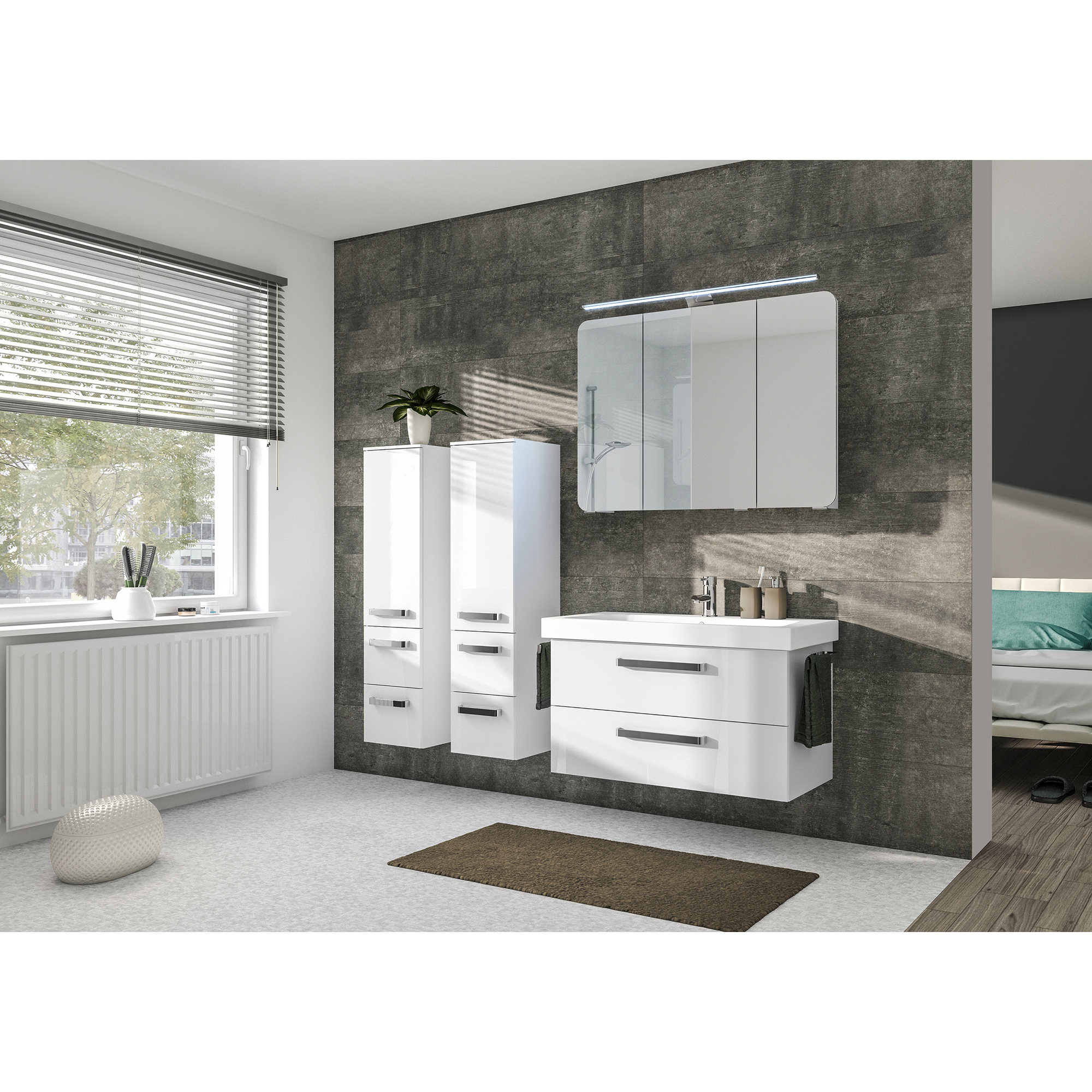 Midischrank 'Indra' weiß Hochglanz 30 x 121 x 33 cm