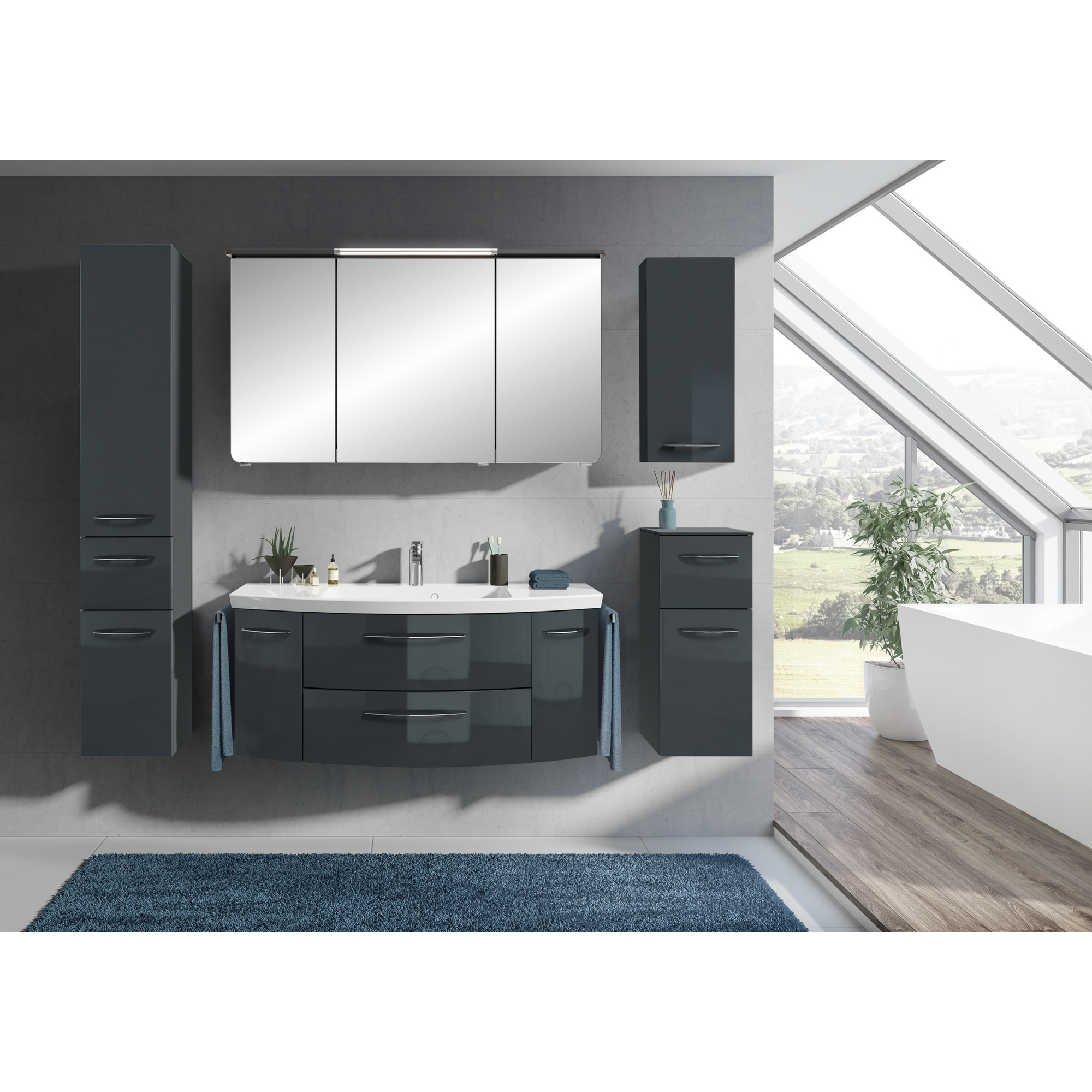 Waschbeckenunterschrank 'Taiga' anthrazit 119 x 48 x 46,2 cm