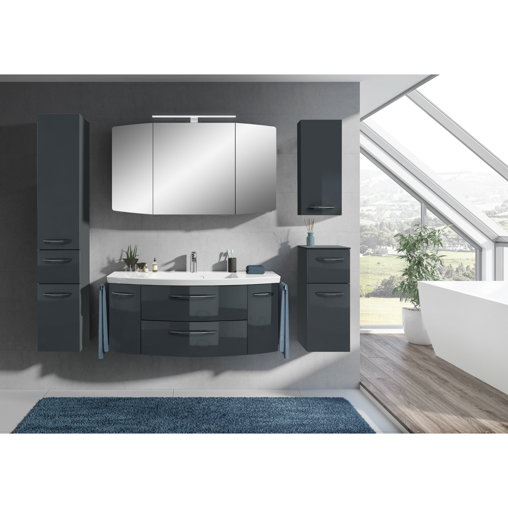 Waschbeckenunterschrank 'Taiga' anthrazit 119 x 48 x 46,2 cm