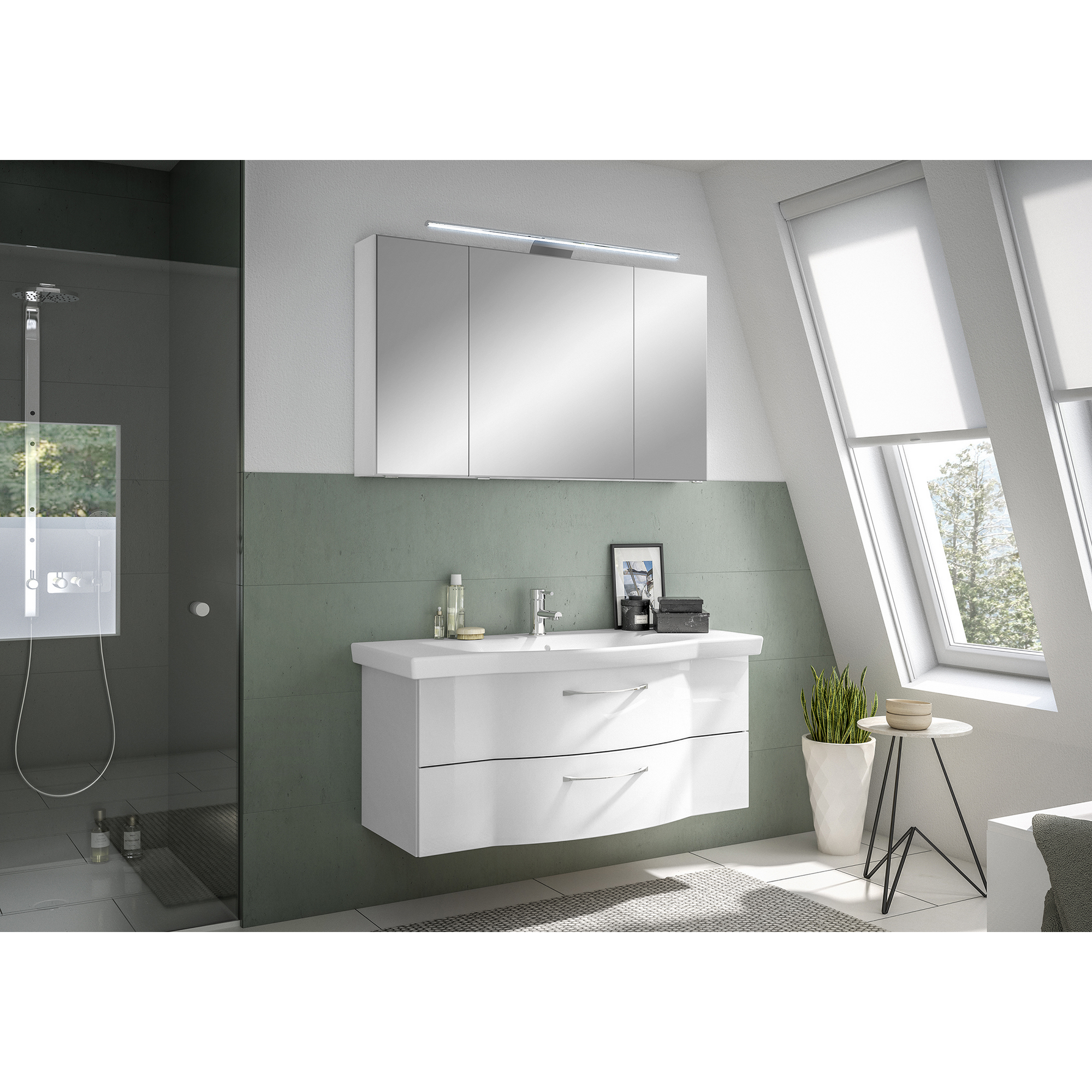 Waschbeckenunterschrank 'Lucia' weiß 115 x 49 x 48,1 cm