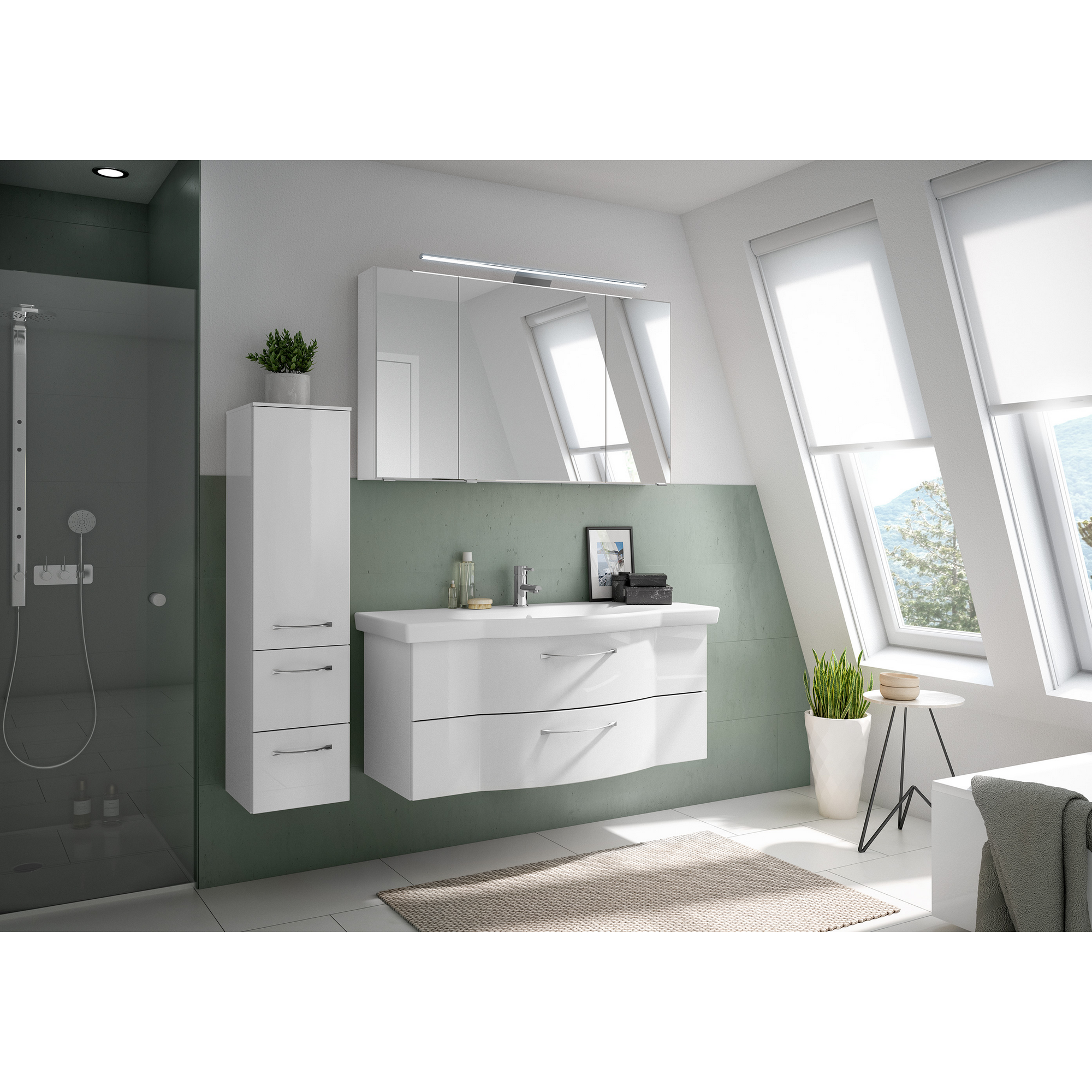 Waschbeckenunterschrank 'Lucia' weiß 115 x 49 x 48,1 cm