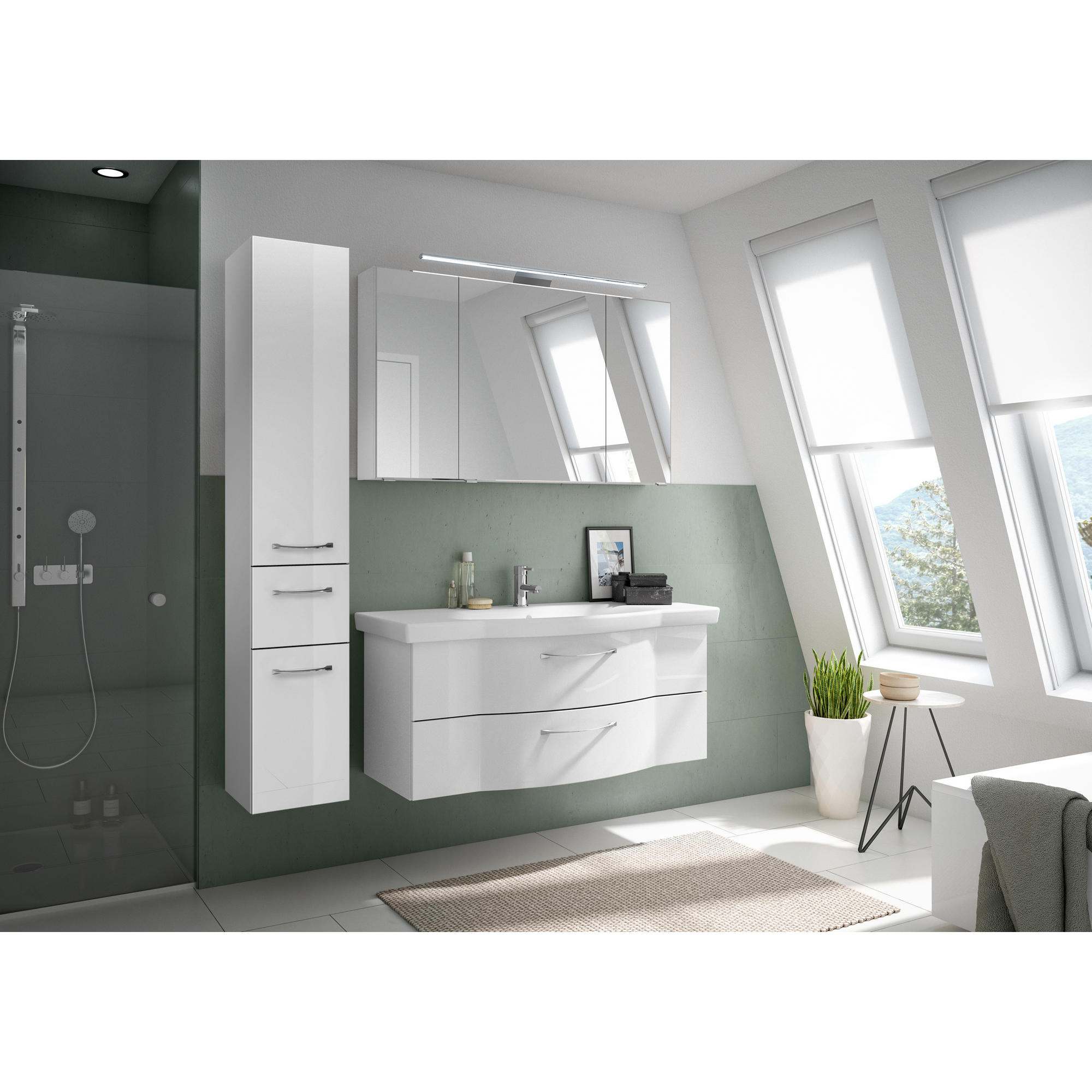 Waschbeckenunterschrank 'Lucia' weiß 115 x 49 x 48,1 cm