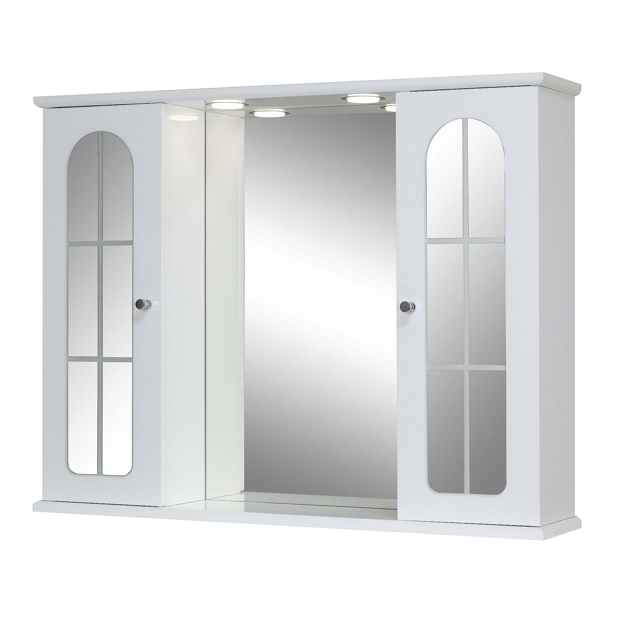 Weißer LED-Spiegelschrank LEONIE 2-türig