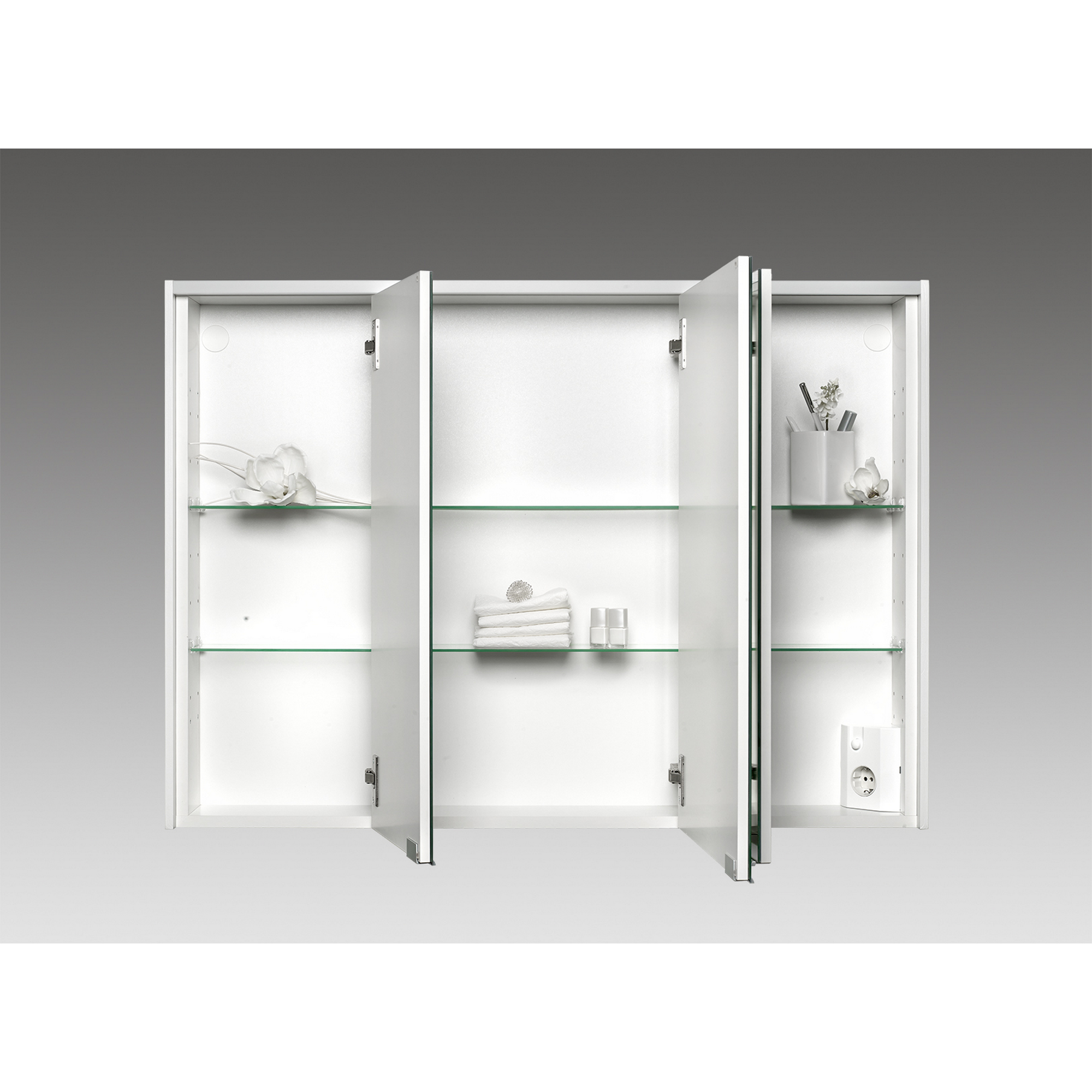 LED-Spiegelschrank 'KHX' weiß Hochglanz 100,4 x 74 x 14,2 cm + product picture