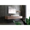 Modernes Badezimmer mit Holzwaschtisch und Spiegelschrank