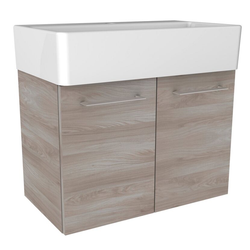 Waschbeckenunterschrank mit weißem Waschbecken