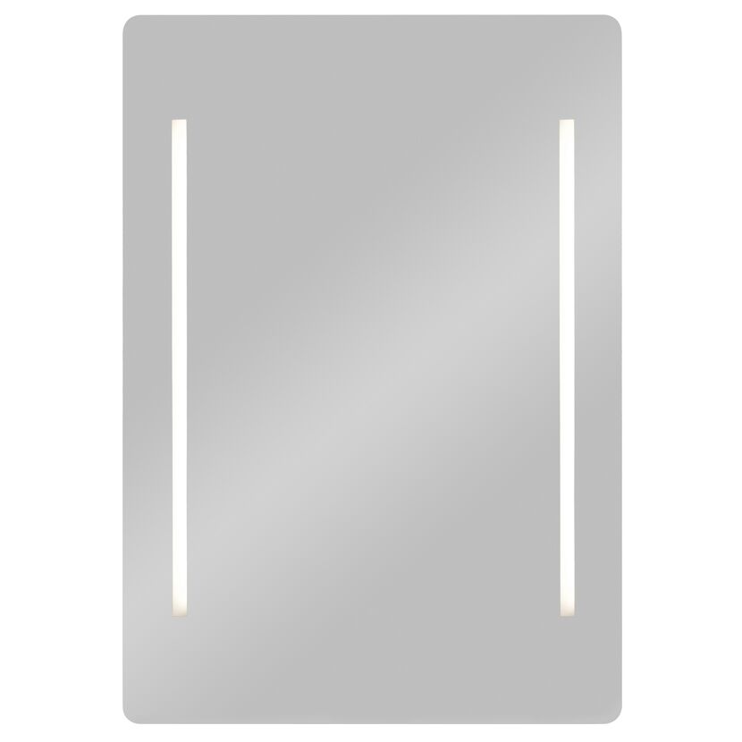 Beleuchteter Spiegel mit zwei senkrechten LED-Leuchten