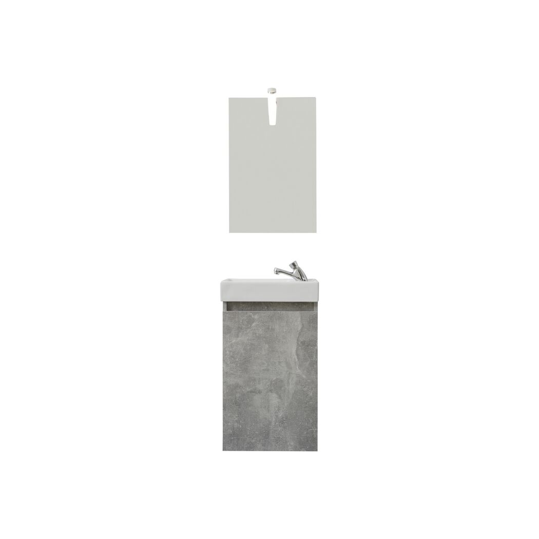 Waschbeckenunterschrank mit Waschbecken, Armatur und Spiegel