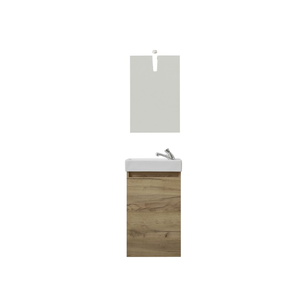 Waschbeckenunterschrank mit Waschbecken und Spiegel