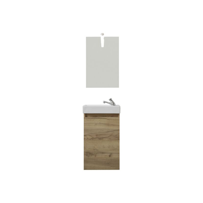 Waschbeckenunterschrank mit Waschbecken und Spiegel