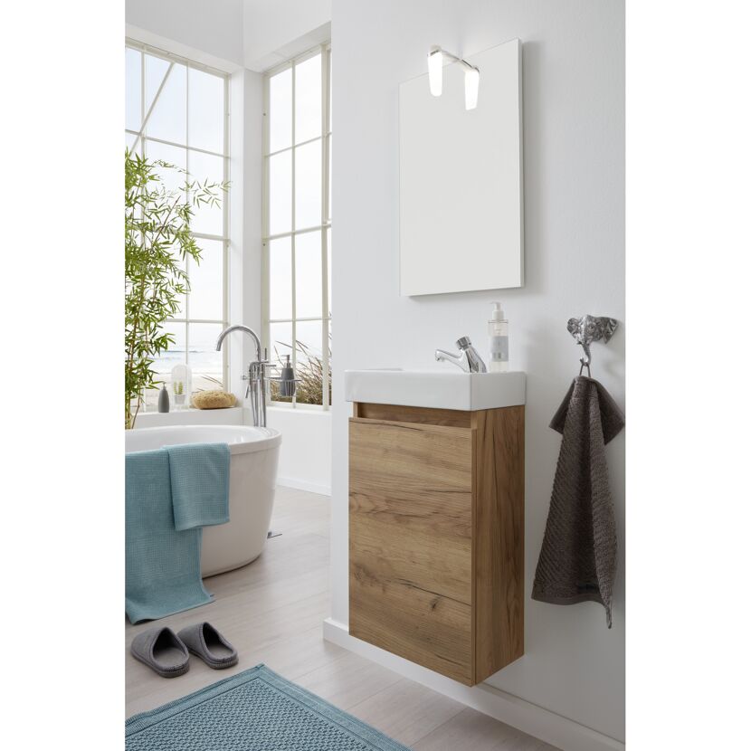 Badmöbel Set mit Waschbecken, Spiegel und Handtuch