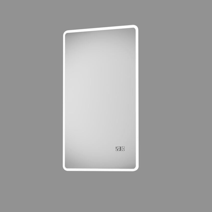 LED-Spiegel 'Silver Sunshine 2.0' mit Uhr 45 x 70 cm