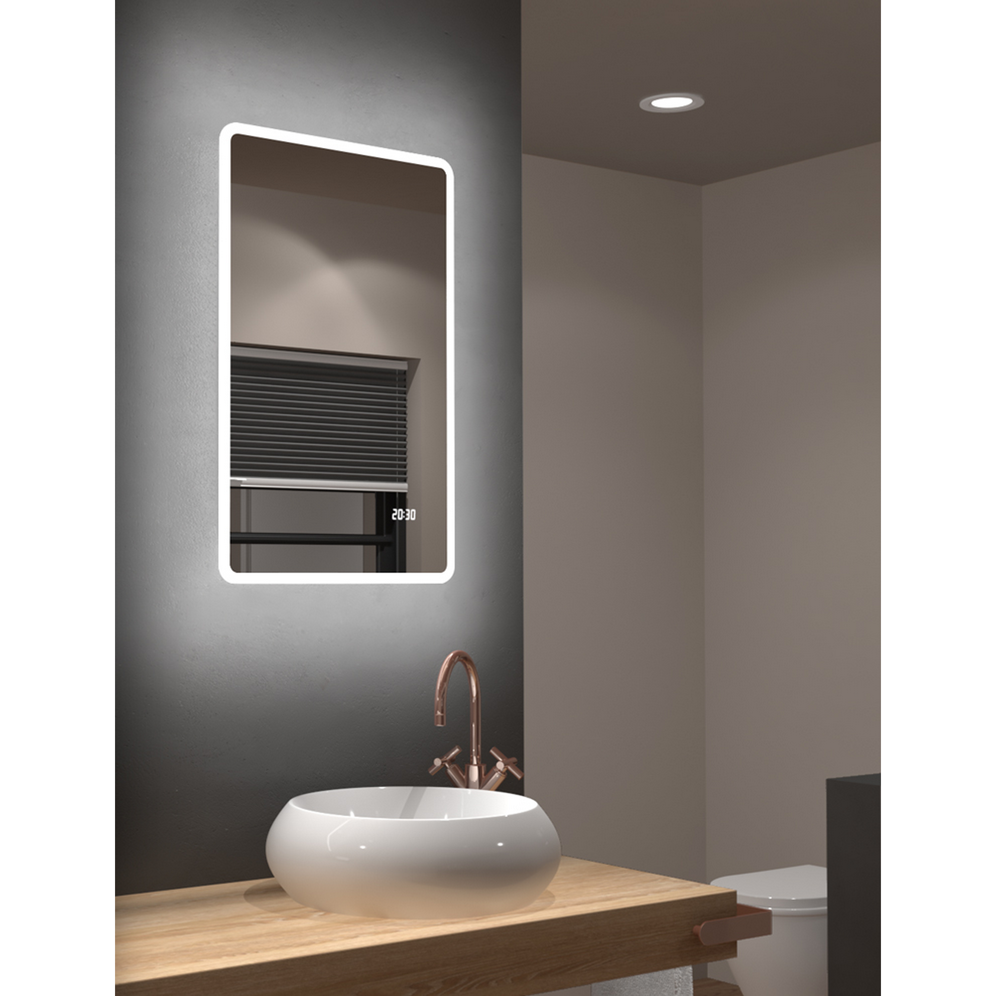 LED-Spiegel 'Silver Sunshine 2.0' mit Uhr 45 x 70 cm + product picture