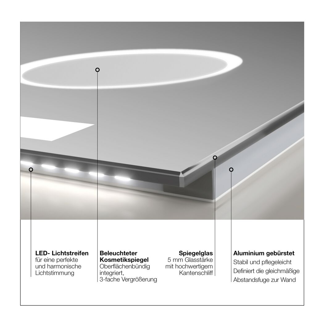 LED-Spiegel 'Silver Style' 120 x 60 cm