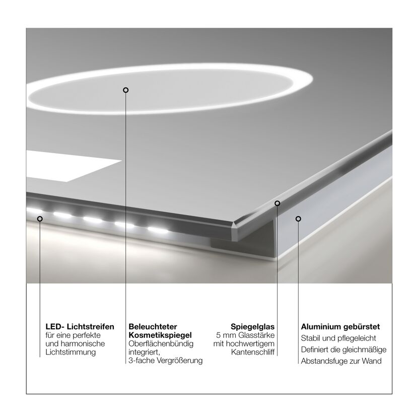 LED-Spiegel 'Silver Style' 120 x 60 cm