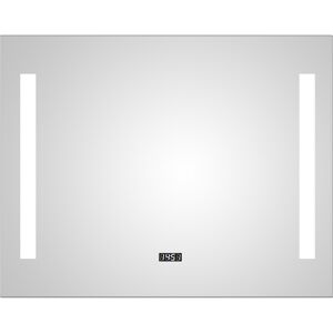 LED-Spiegel 'Silver Elegance' mit Uhr 80 x 60 cm