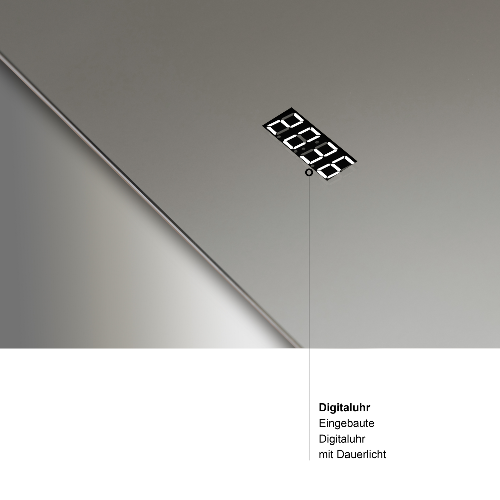 LED-Spiegel 'Silver Elegance' mit Uhr 80 x 60 cm + product picture