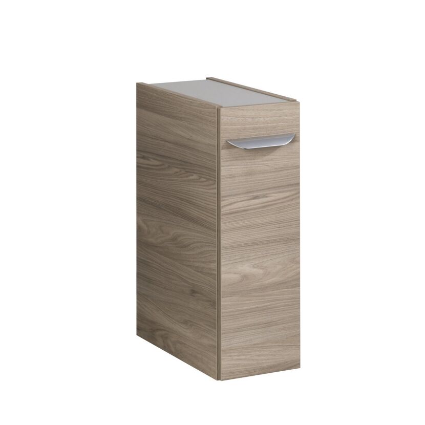 Hängeschrank mit Tür und silbernem Griff.