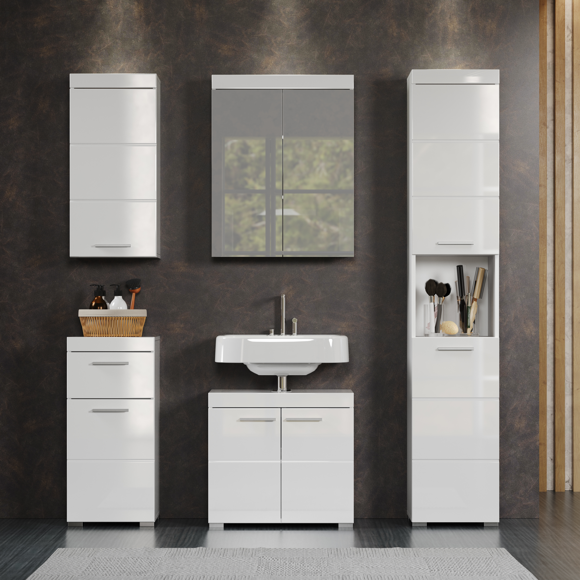 Hängeschrank 'Amanda' weiß glänzend 37 x 77 x 23 cm
