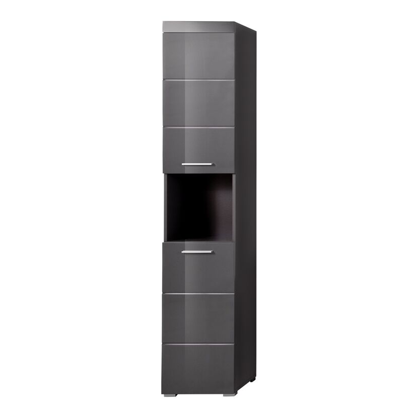 Hochschrank 'Amanda' grau glänzend 37 x 190 x 31 cm