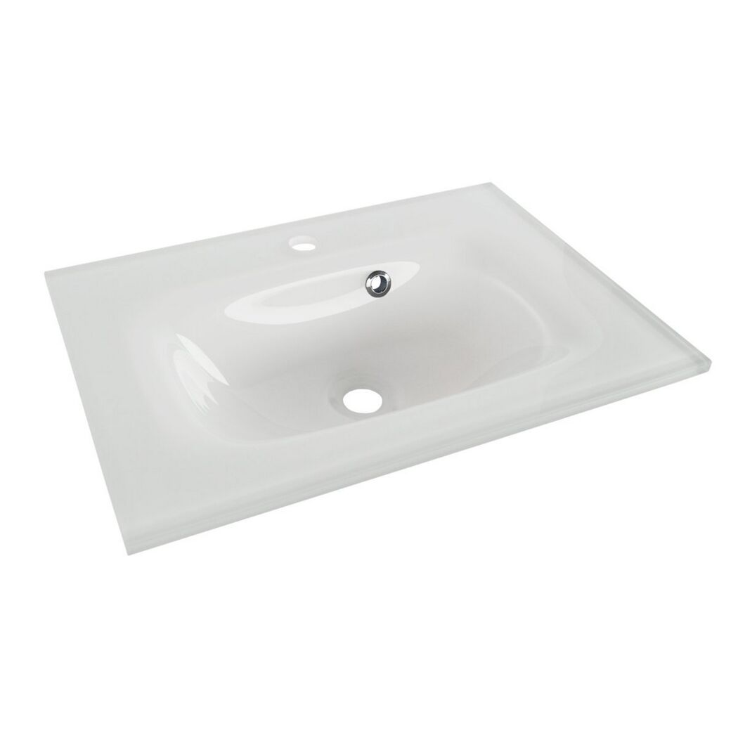 Waschbecken eckig Glas weiß 60,5 x 42 x 14 cm