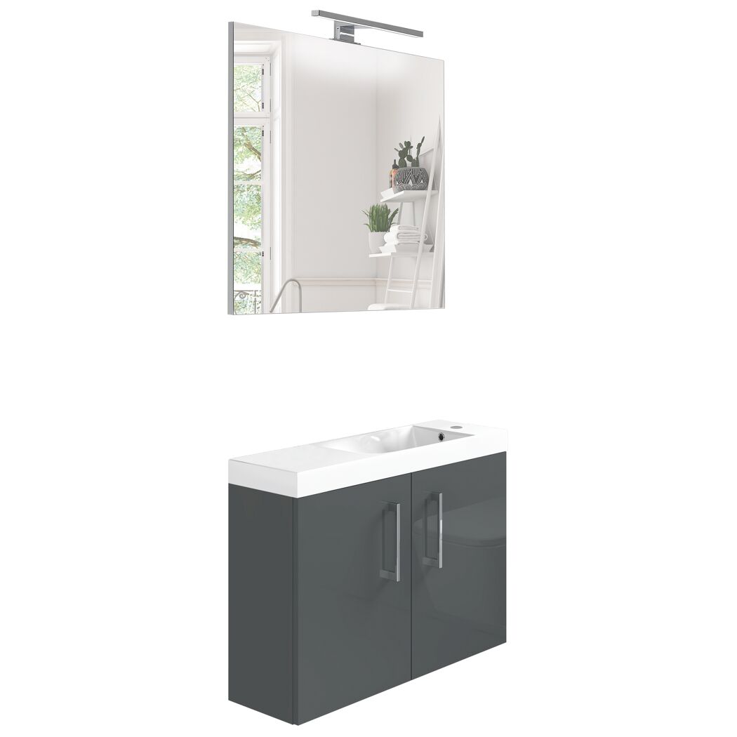 Waschplatz mit Unterschrank und Spiegel