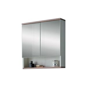 Spiegelschrank, weiß/eichefarben, 60 x 65 x 16 cm