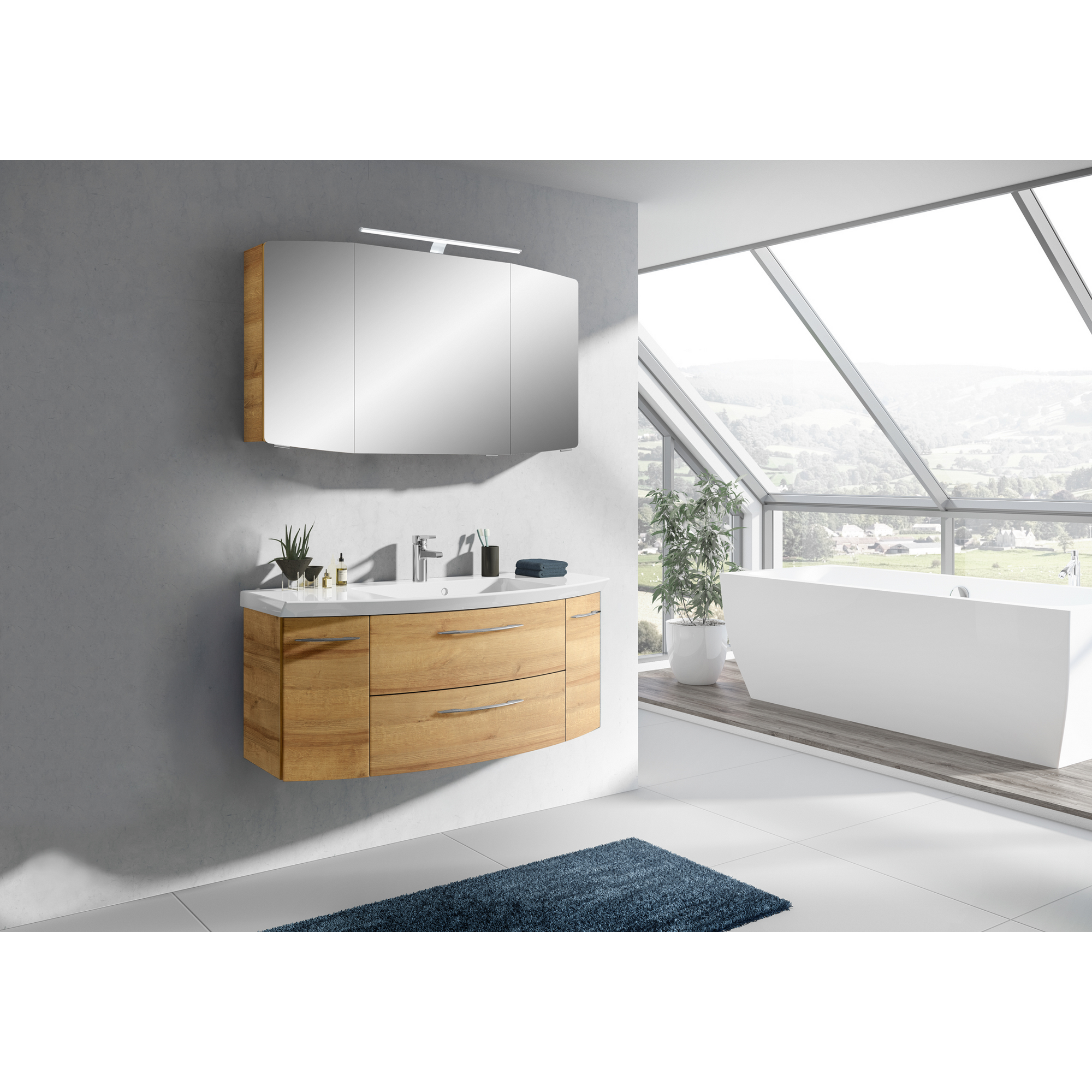 Waschbeckenunterschrank 'Taiga' braun foliert 119 x 48 x 46,2 cm