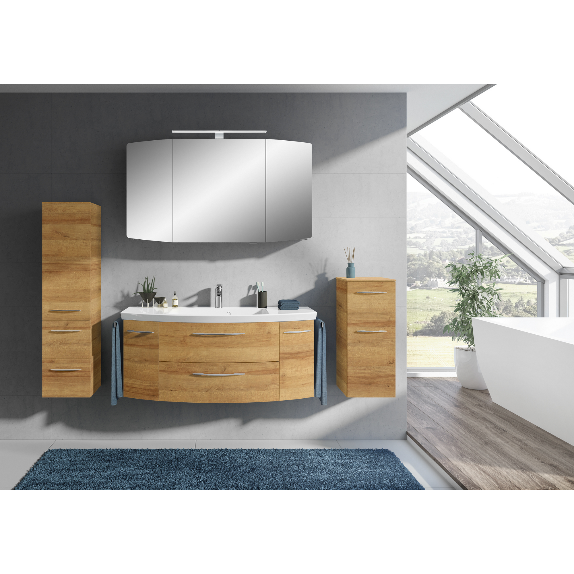 Waschbeckenunterschrank 'Taiga' braun foliert 119 x 48 x 46,2 cm