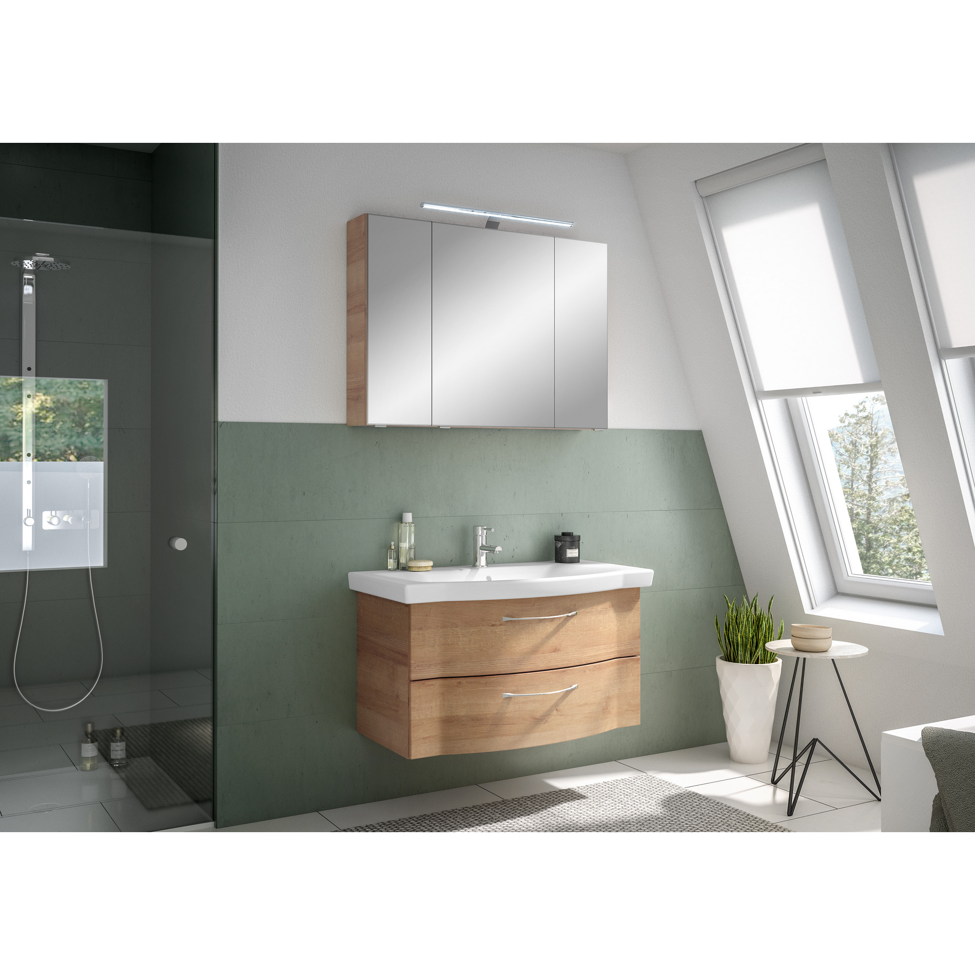 Waschbeckenunterschrank 'Lucia' braun foliert 90 x 49 x 48,1 cm