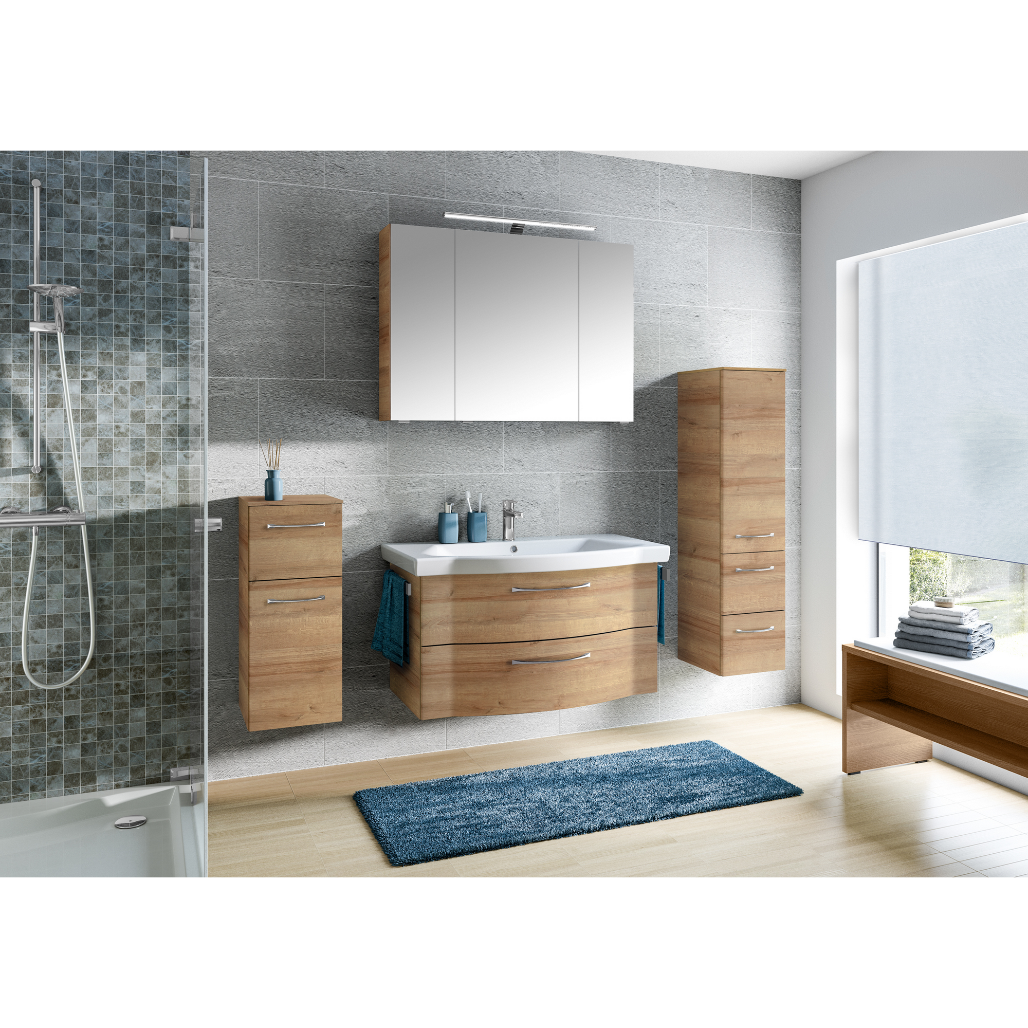 Waschbeckenunterschrank 'Lucia' braun foliert 90 x 49 x 48,1 cm