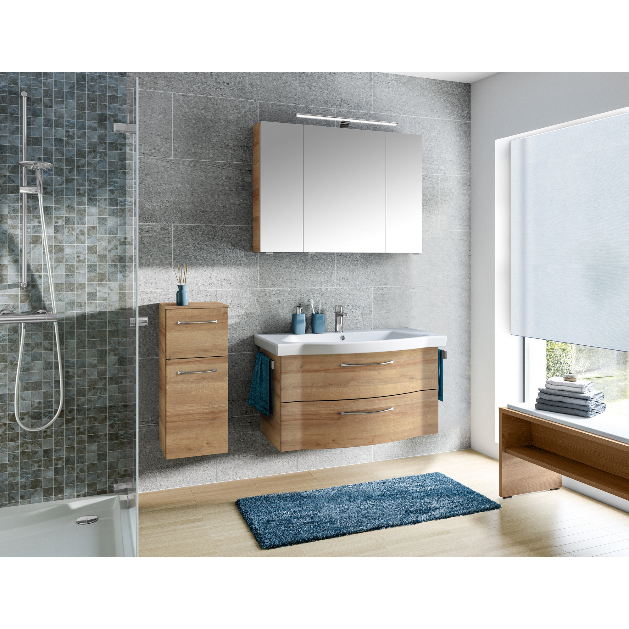 Waschbeckenunterschrank 'Lucia' braun foliert 90 x 49 x 48,1 cm