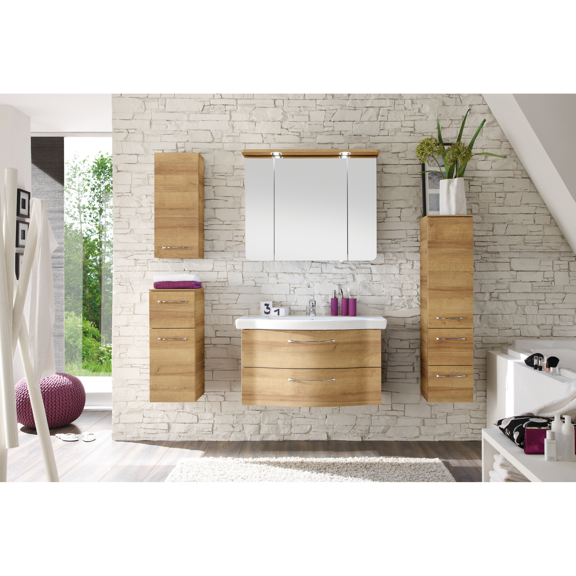 Waschbeckenunterschrank 'Lucia' braun foliert 90 x 49 x 48,1 cm