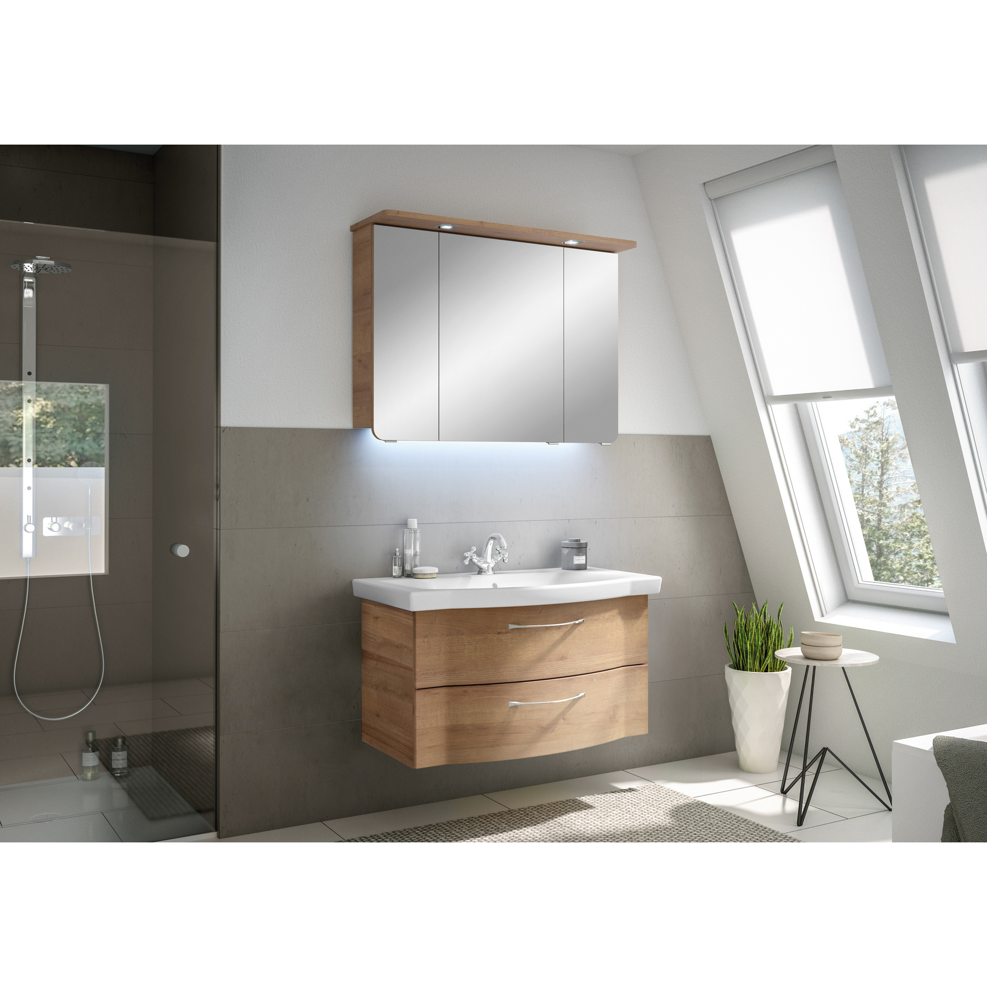 Waschbeckenunterschrank 'Lucia' braun foliert 90 x 49 x 48,1 cm