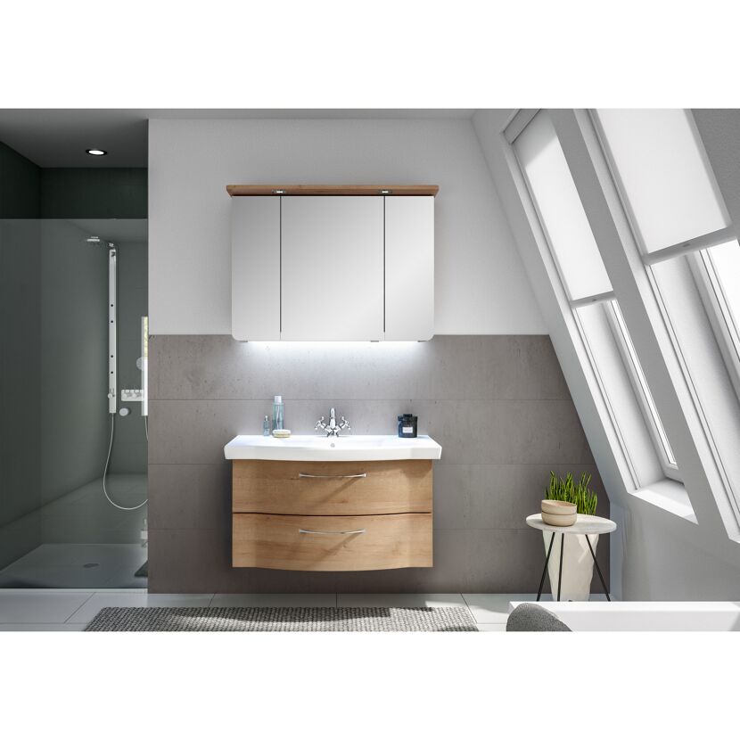 LED-Spiegelschrank 'Lucia' braun 70 x 98  x 17 cm