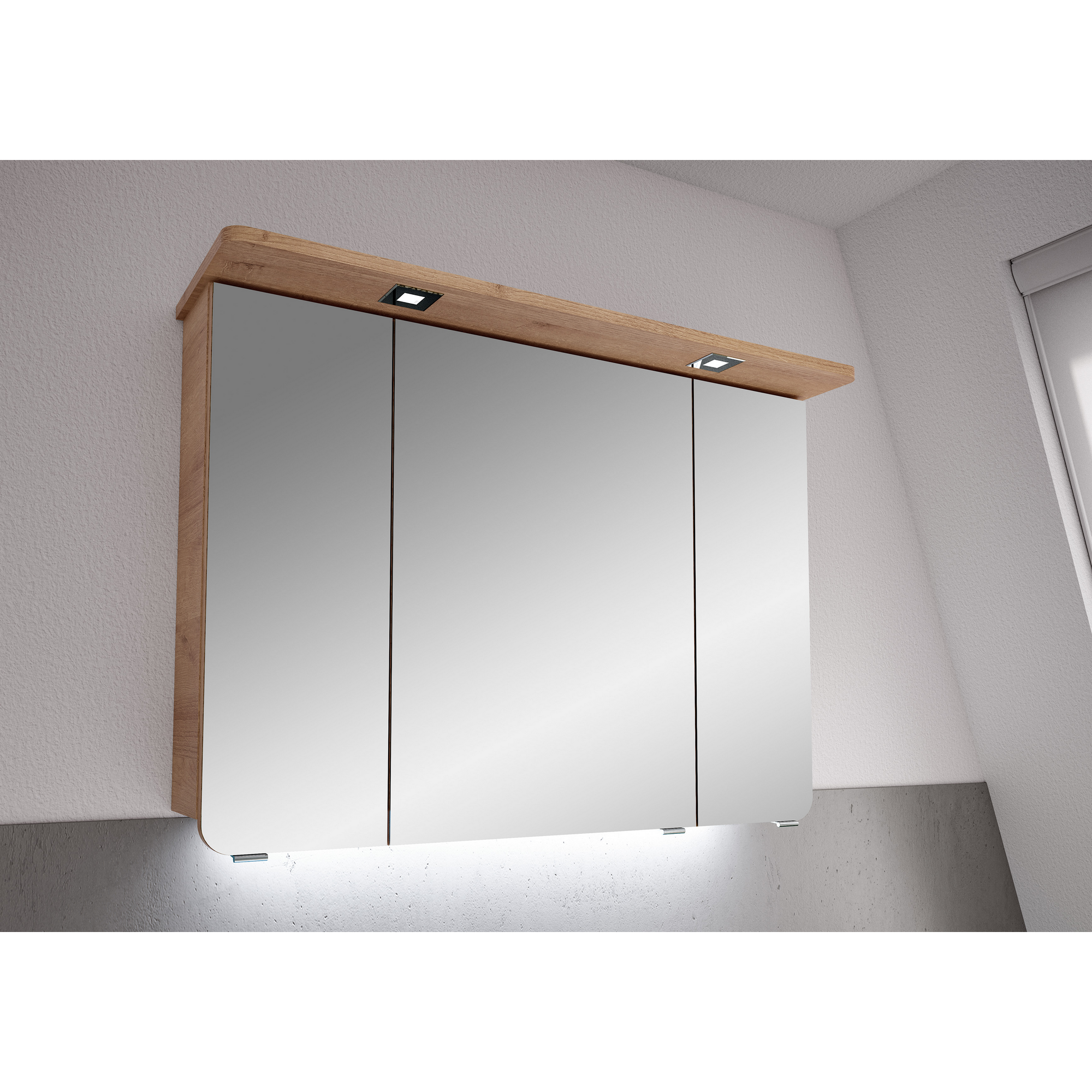 LED-Spiegelschrank 'Lucia' braun 98 x 70 x 17 cm