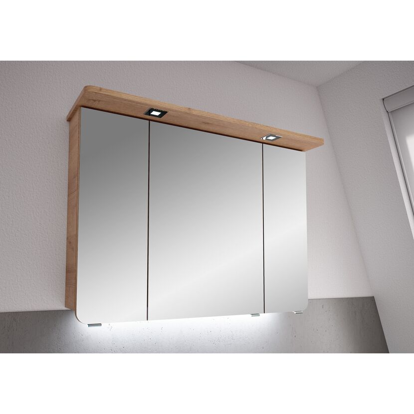 LED-Spiegelschrank 'Lucia' braun 70 x 98  x 17 cm