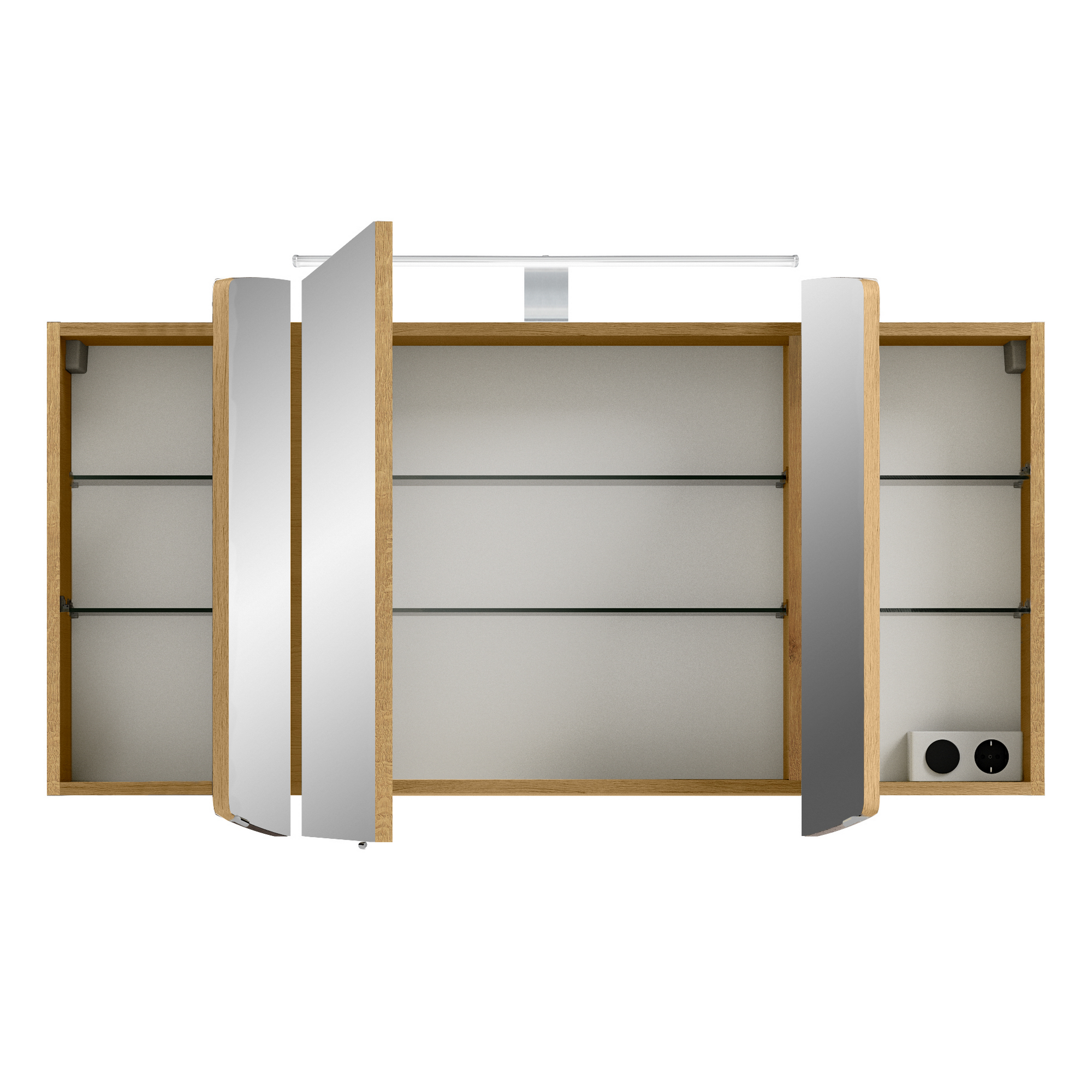 LED-Spiegelschrank 'Taiga' braun 120 x 67 x 17 cm