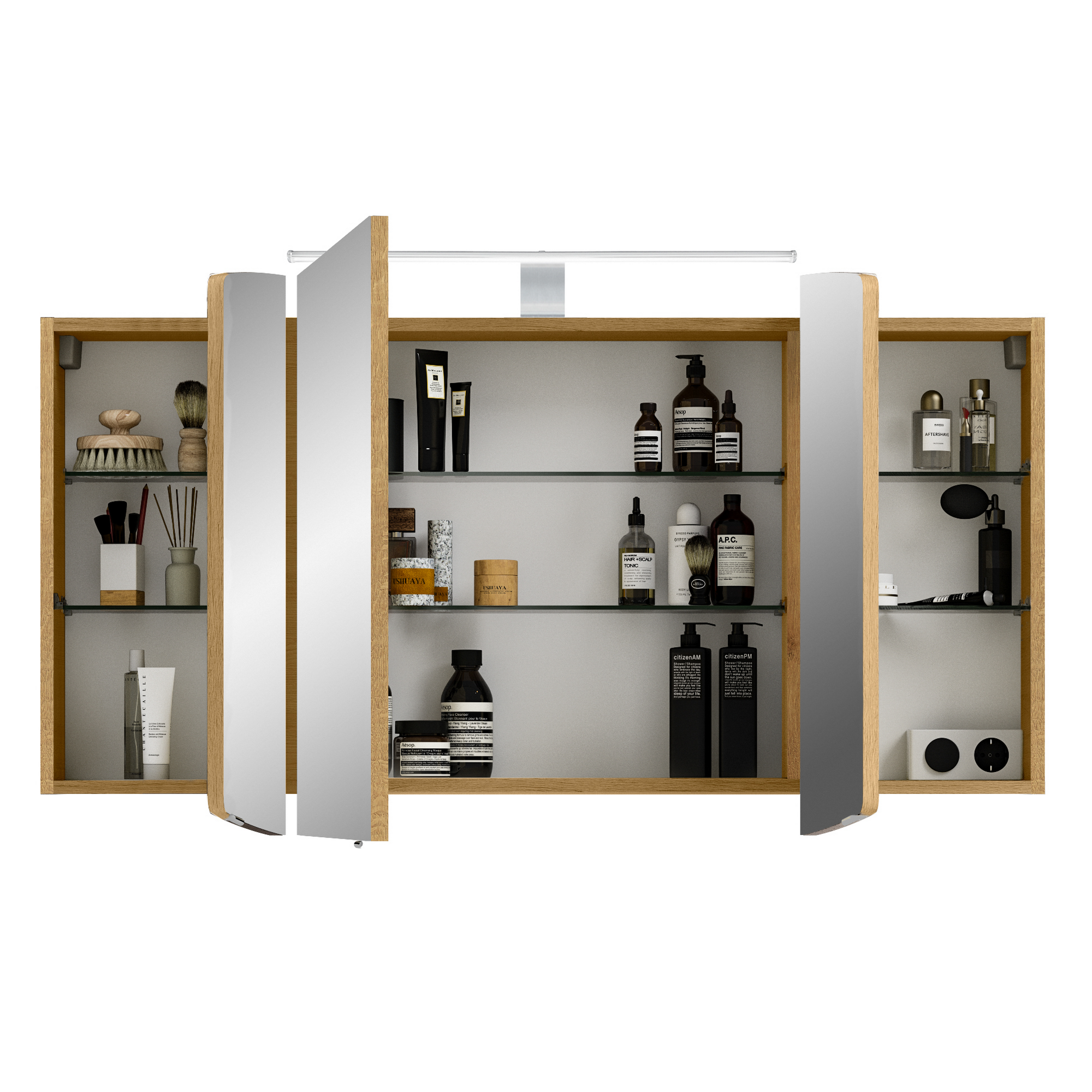 LED-Spiegelschrank 'Taiga' braun 120 x 67 x 17 cm