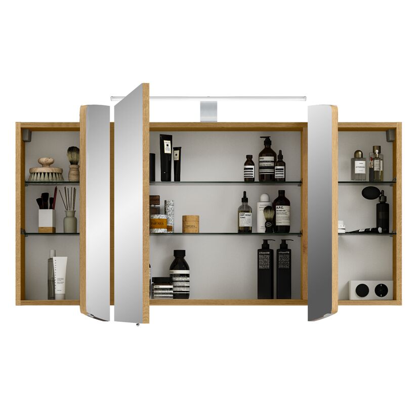 LED-Spiegelschrank 'Taiga' braun 120 x 67 x 17 cm