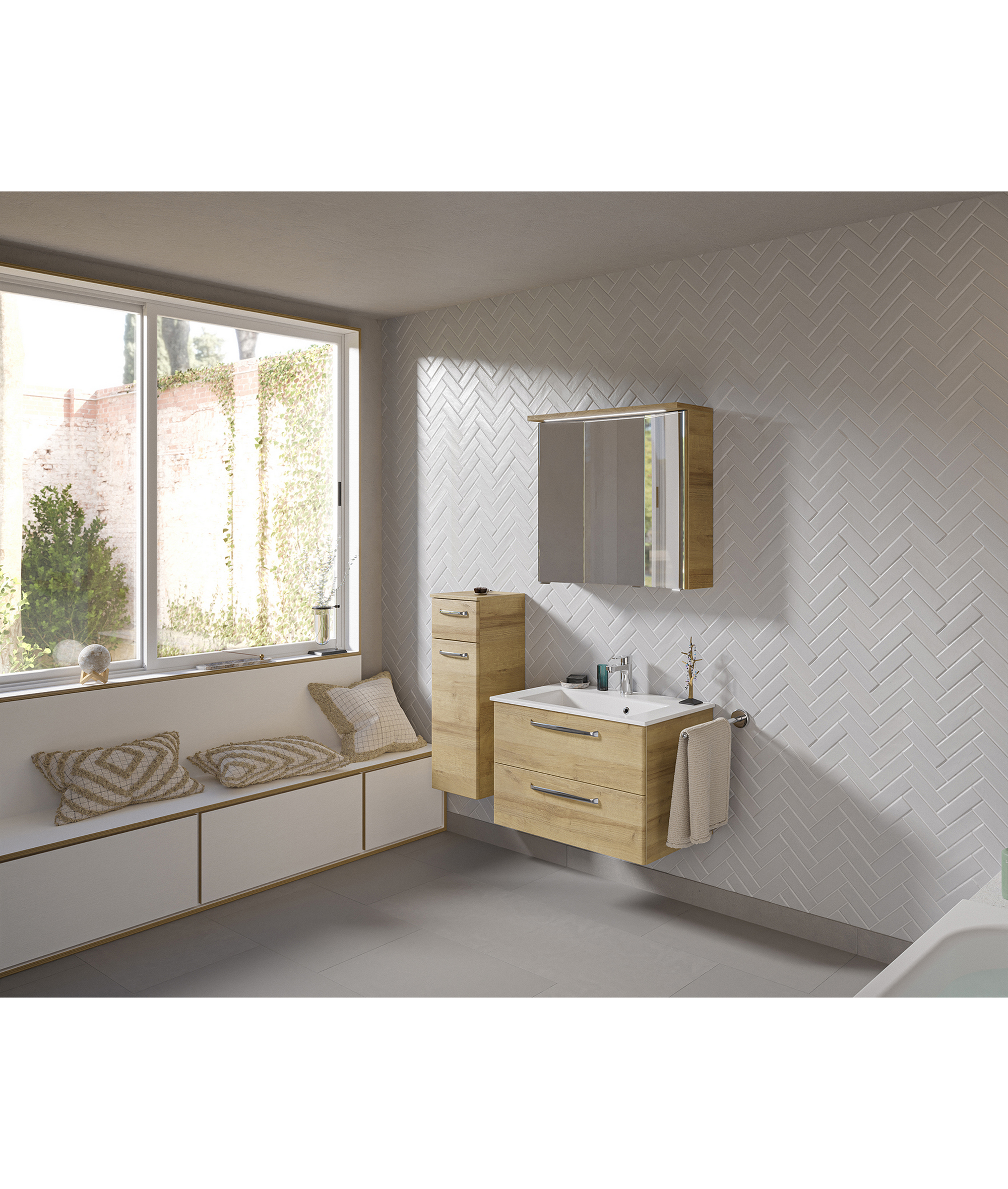 Spiegelschrank 'Primo' braun 75 x 72 x 20 cm