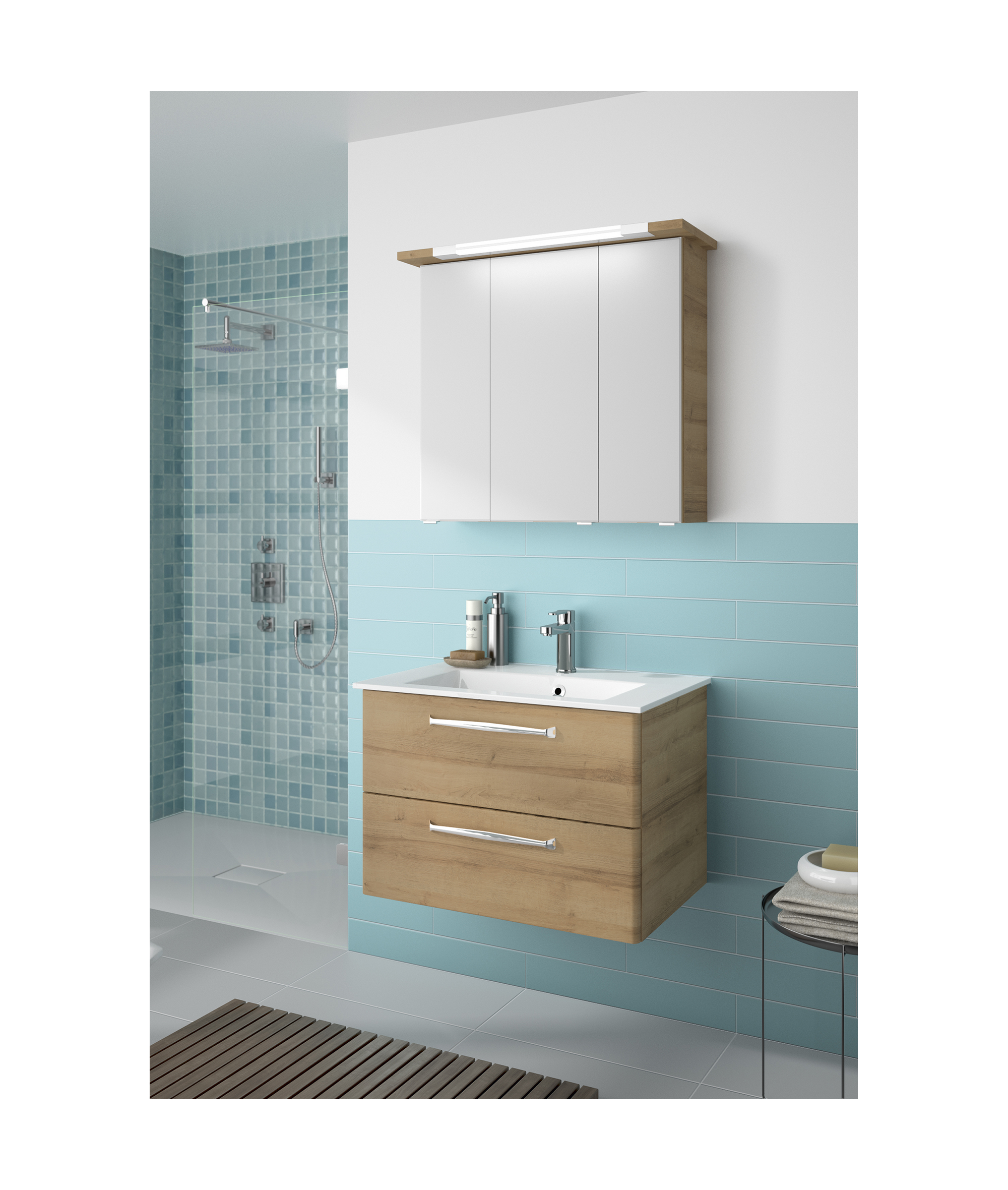 Spiegelschrank 'Primo' braun 75 x 72 x 20 cm
